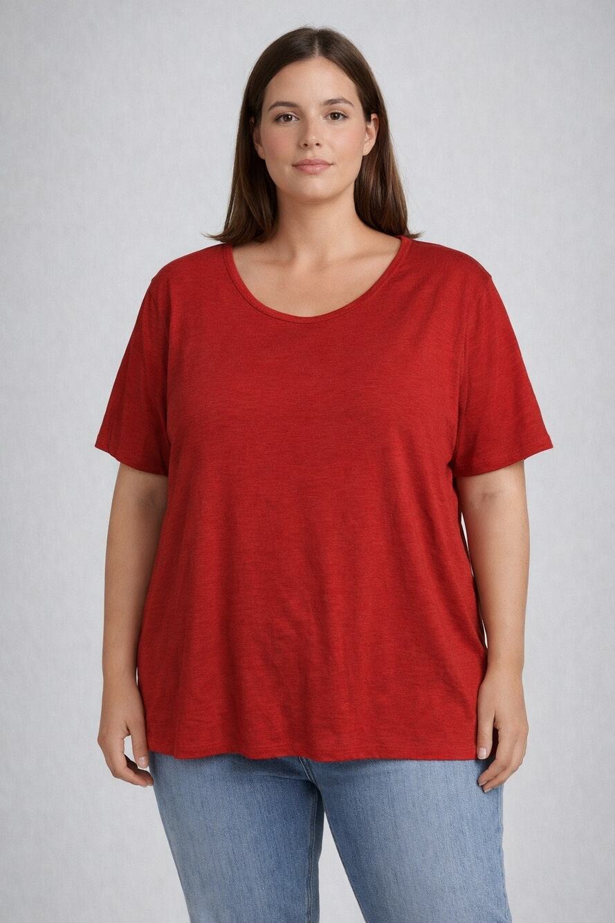 Chico’s Tee XL Red Short Sleeve Top Cotton Modal Relaxed Fit Casual Basic